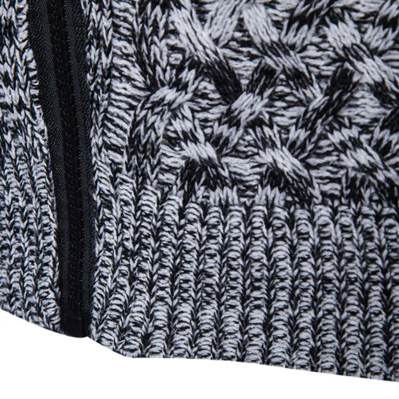 Мужской Повседневный свитер на молнии однотонный теплый с лацканами европейские