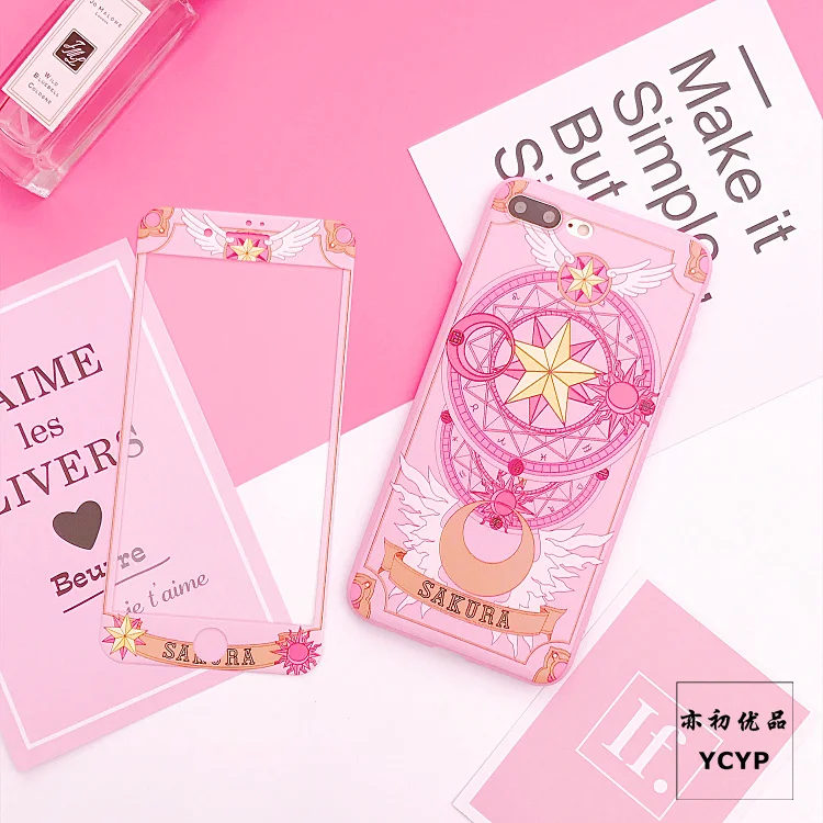 Для iphone XS Max милый Cardcaptor Sakura задний Чехол+ пленка для экрана из закаленного стекла, Девушка Мягкий чехол для iphone X XR 6 7 8plus
