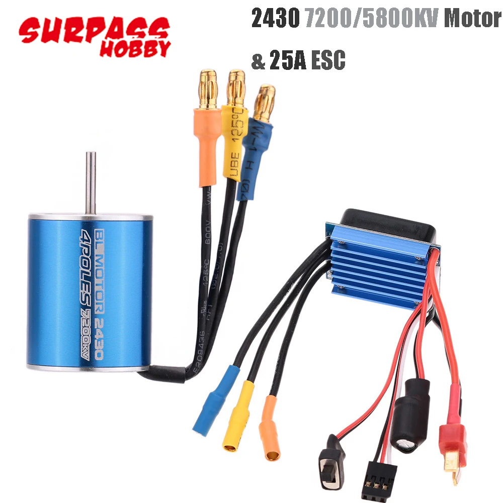 2 шт./компл. 2430 5800KV/7200KV Бессенсорный бесщеточный мотор с 25A бесщеточный ESC для 1/16 1/18 RC автомобиля/грузовика