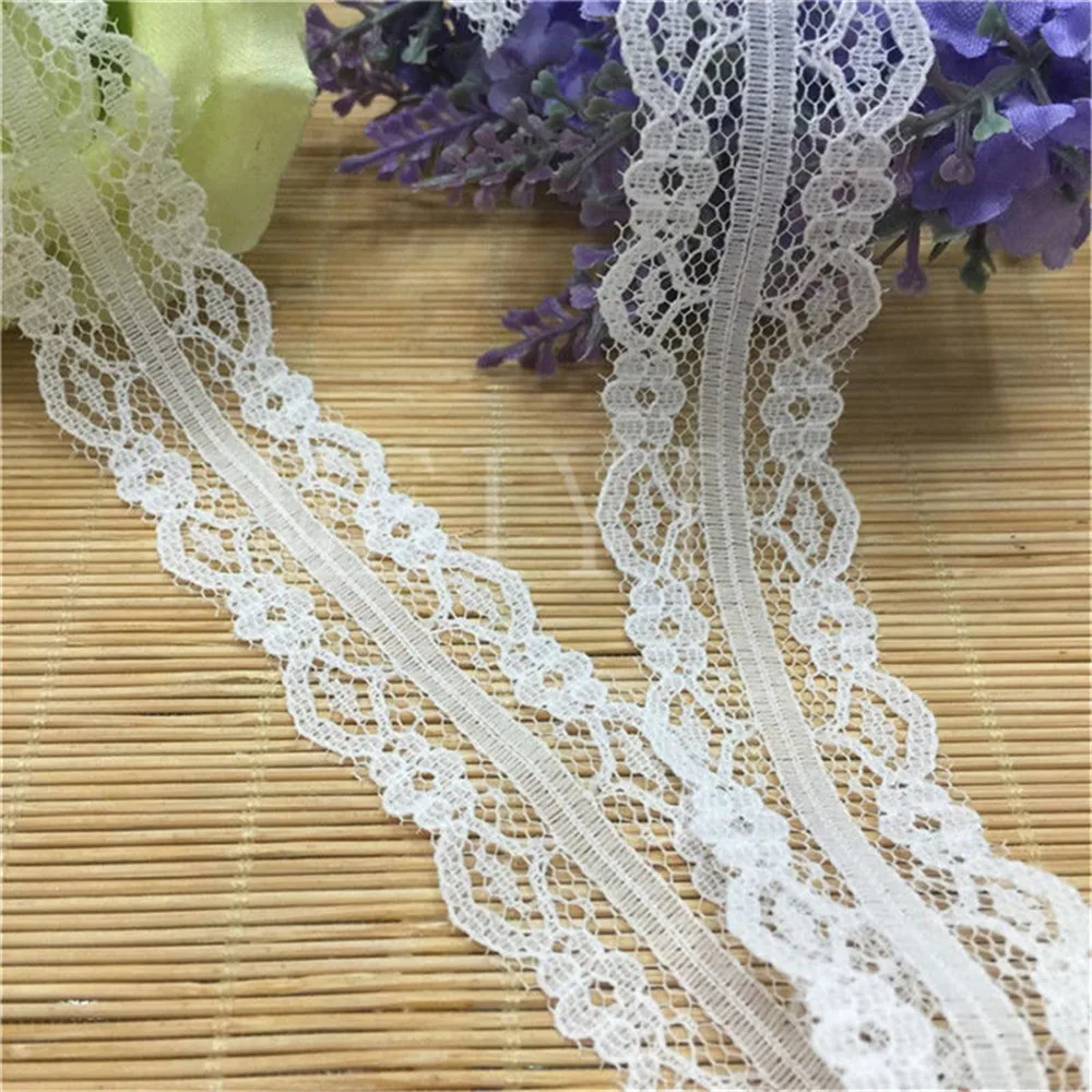 Белая ажурная тонкая Тюлевая лента 5 ярдов кружевная кромка отделка вышивка