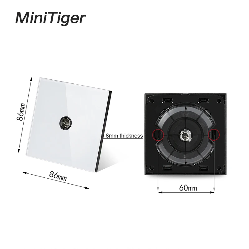 Белая Роскошная настенная розетка Minitiger с прозрачной стеклянной панелью для