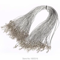 100pcs silver color wax leather cord chains necklace rope lobster clasp cuerda accessories for jewelry 1 5mm 18inch
