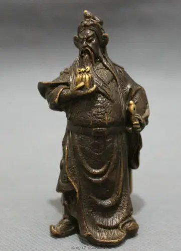 Фото Китайская Бронзовая головка дракона меч воина Гуандун гуаньюн God Hold Seal статуя