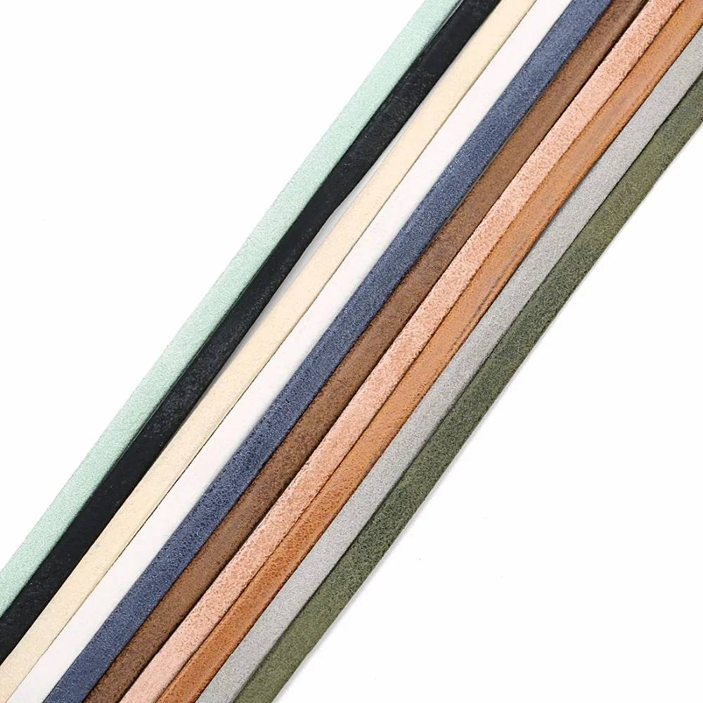 

LOULEUR 5mm 5yards/roll Colorful PU Leather Cord DIY Flat Leather for Jewelry Cloth Making Decoration Finding Accessories