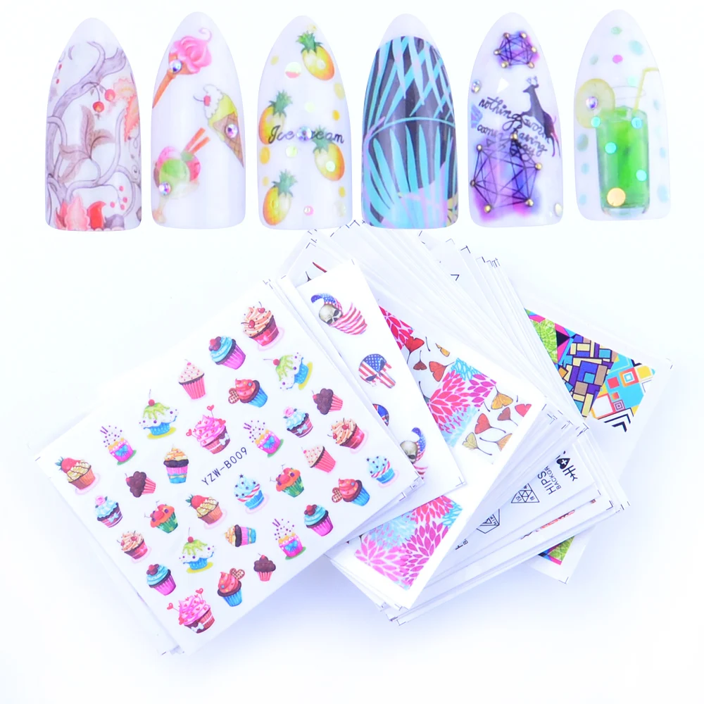 

49pcs/set Water Transfer Nail Art Sticker Set Dandelion Flower Leaf Decal Slider Wraps Tips Decor DIY Manicure New