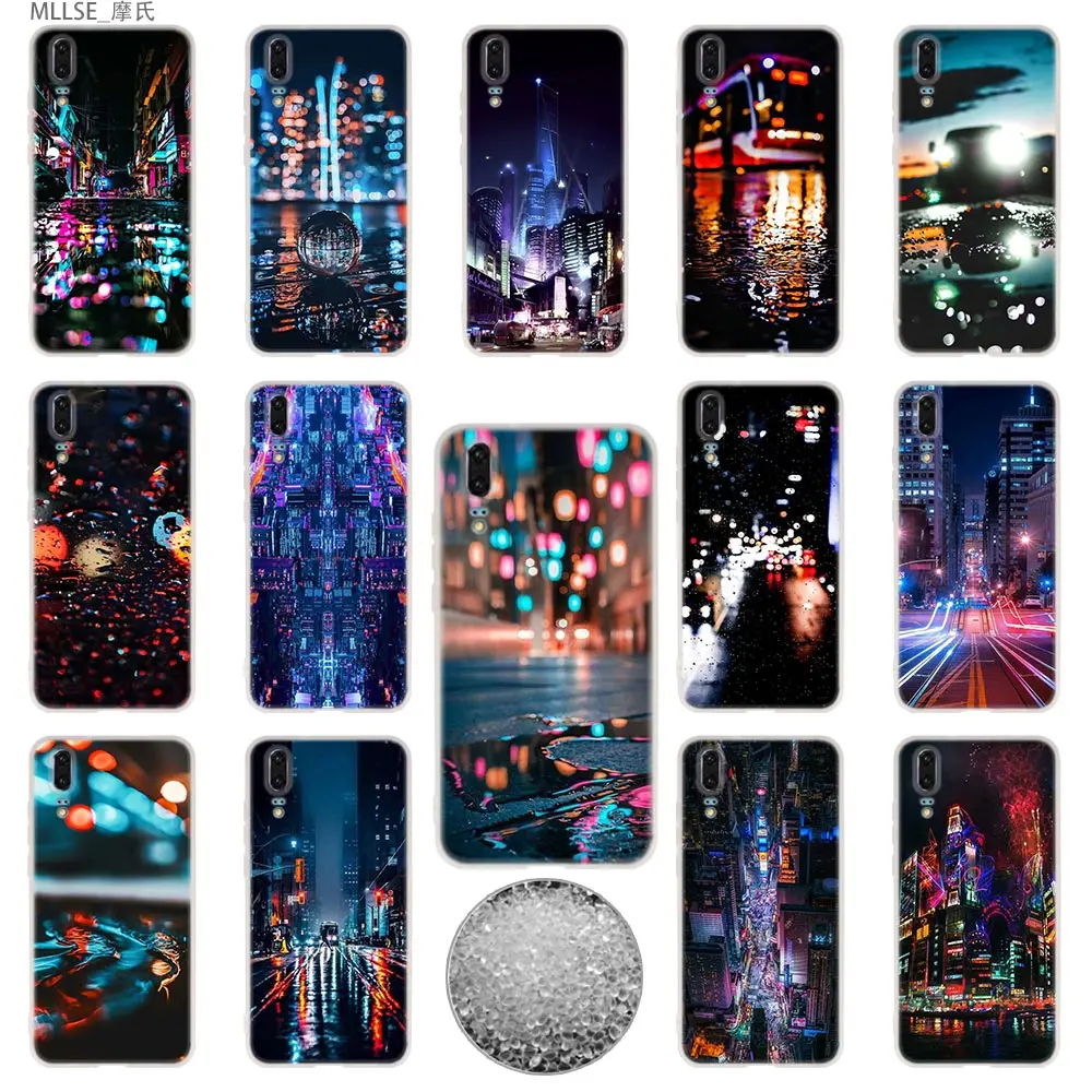 Мягкие чехлы с городскими огнями для Huawei P40 P30 P20 Pro P10 Lite E Plus P Smart Z 2020 2019|Бамперы| |