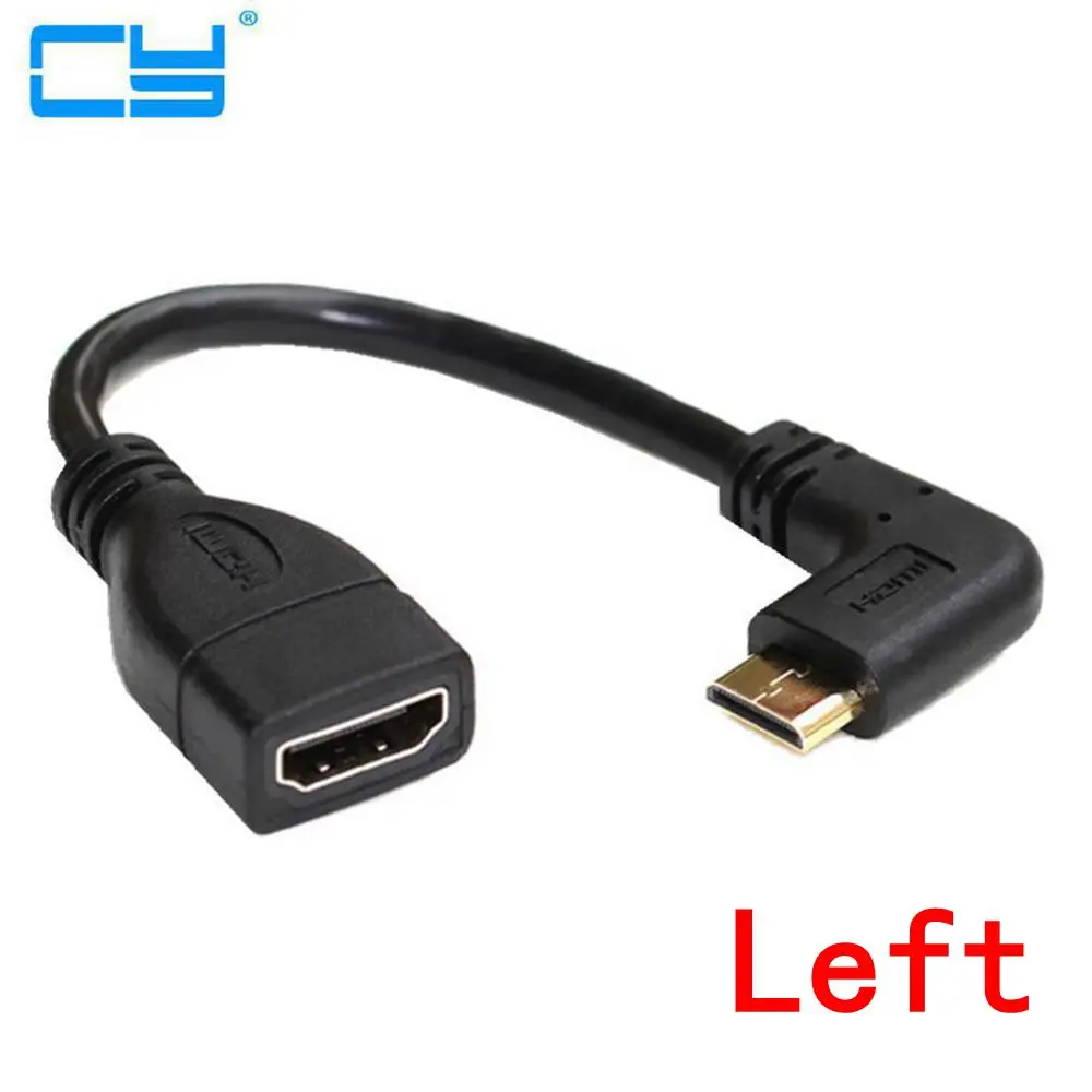 Правый левый угловой мини HDMI совместимый к штекер гнездо кабель 10 см для