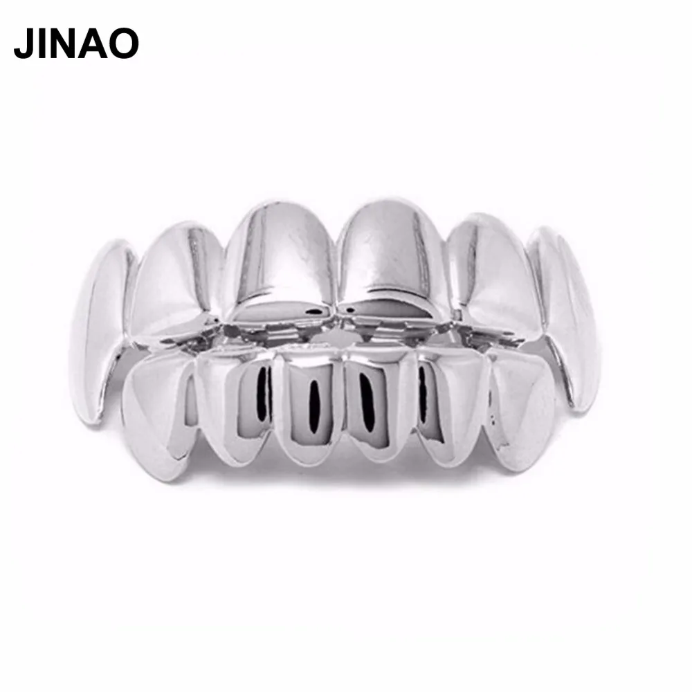 JINAO, новинка, на заказ, подходят посеребренные, в стиле хип-хоп, зубы, гриля, шапки, верх и низ, гриль, набор для Хэллоуина, рождественской вечеринки, Зубы вампира