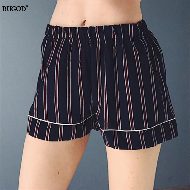 RUGOD Новая полосатая женская пижама горячая Распродажа летняя Пижама комплект из 2 предметов рубашка+ шорты Повседневный удобный комплект ночного белья