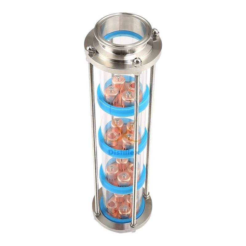 Колонна для дистилляции с 4 медными тарелками колпачкового типа. - купить по