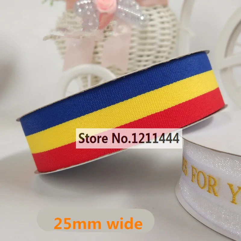 25Yards/Roll Blue Yellow Red Three Color Germany Grosgrain Ribbon Flower Bouquet Gifts Boxes Packing Decoration | Дом и сад