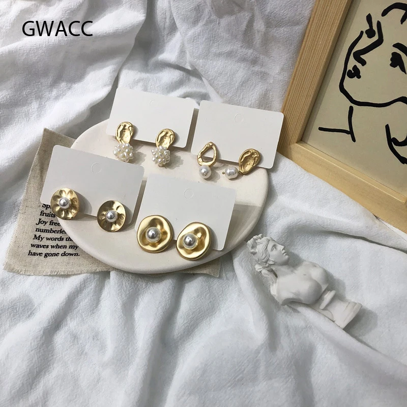 Женские Висячие серьги GWACC корейские геометрические металлические золотого