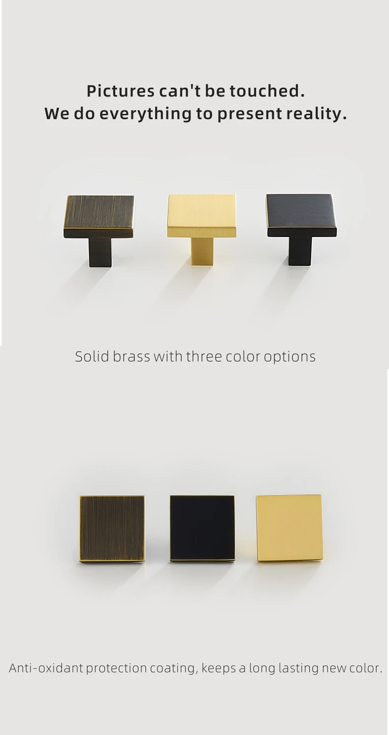 Dooroom Brass Furniture Handles Modern Nordic Square Wardrobe Dresser Cupboard Cabinet Door Drawer Shoe Box Pulls Knobs