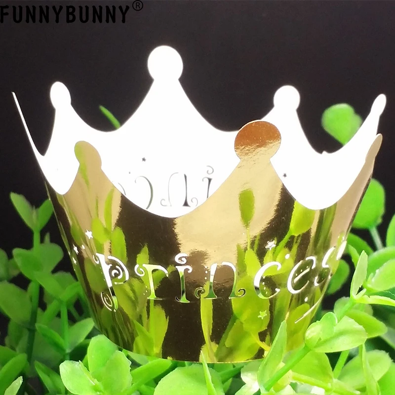 FUNNYBUNNY 24 шт Принцесса Корона для капкейков обертки Чехлы Свадебные крестины