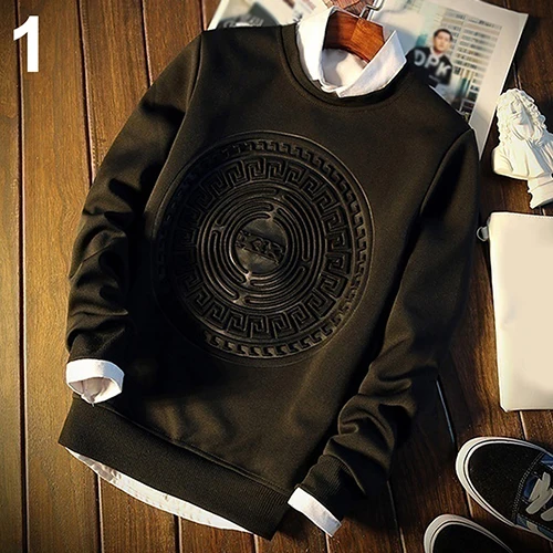 Мужская Мода Осень Зима Теплая Повседневная Slim Fit Шею Толстовка Толстовка| |
