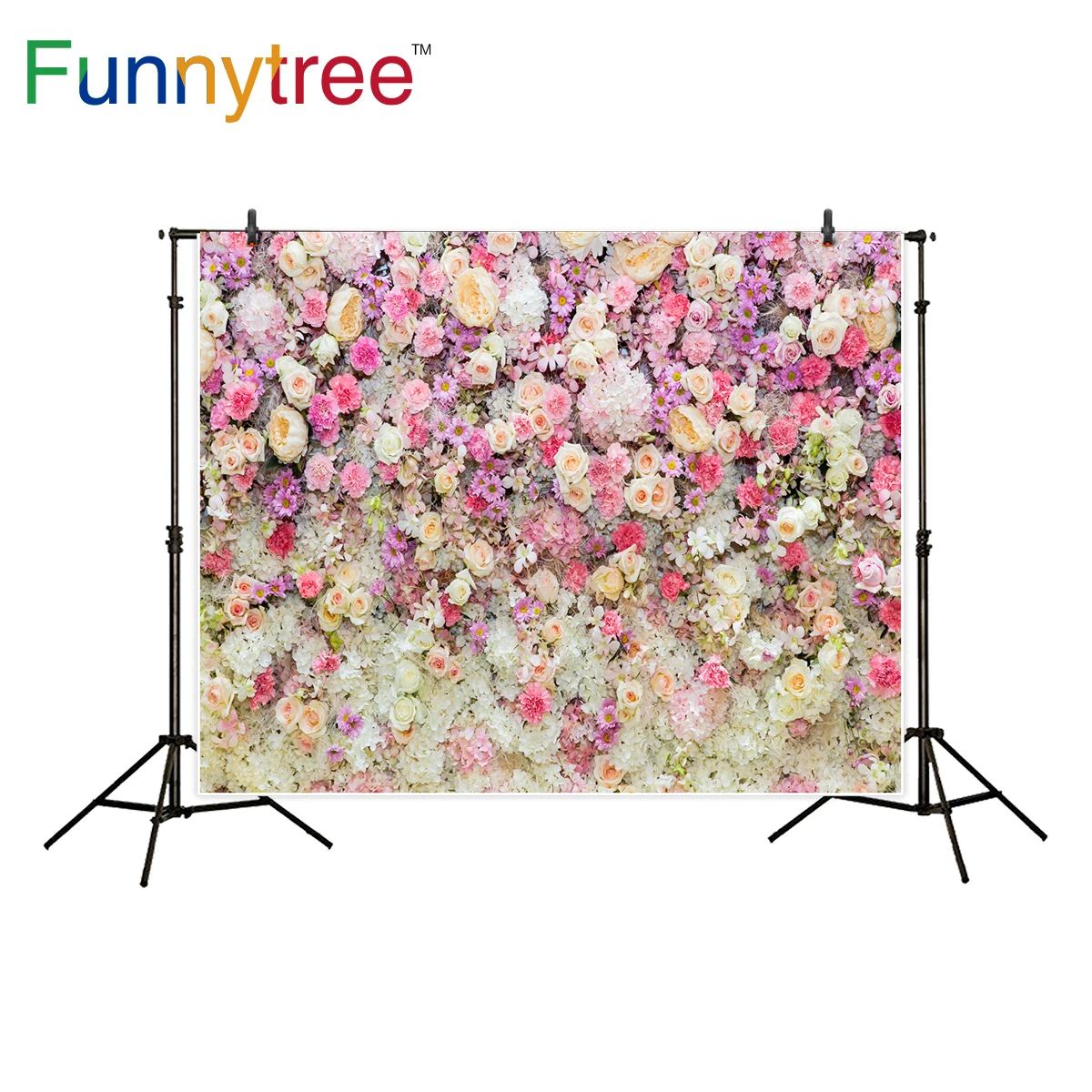 

Funnytree backdrop for photography studio flower wall colorful spring wedding decor background photocall photobooth photo prop