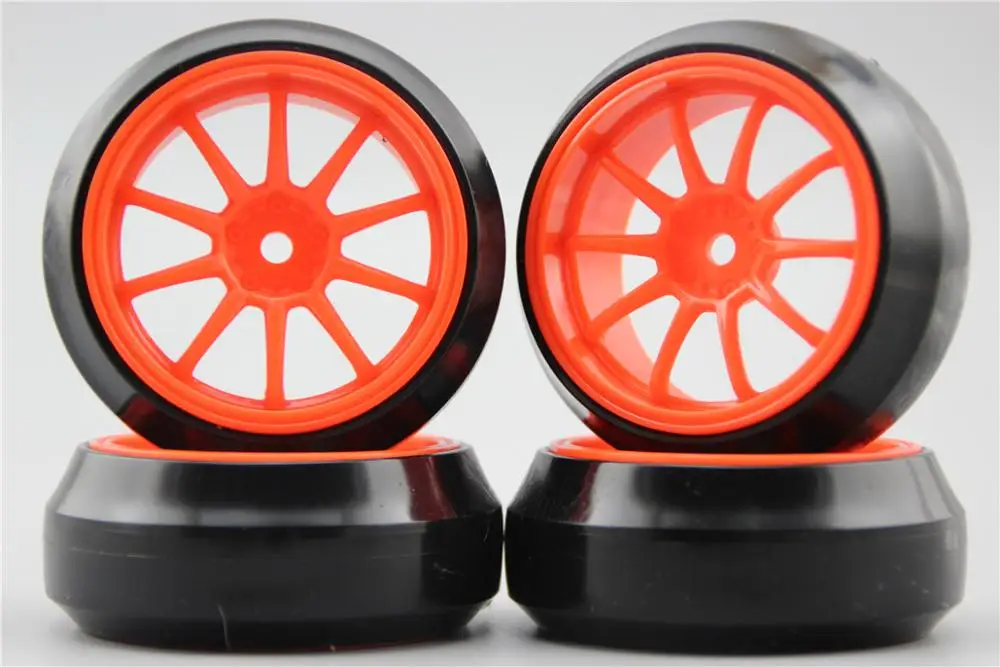 4 шт. RC 1/10 жесткий Дрифт обод колеса с шиной W10S2NO мм Смещение (материал оранжевый)