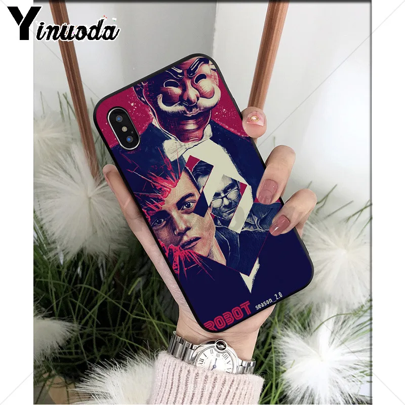 Мягкий чехол Yinuoda Mr Robot из ТПУ для сотового телефона Apple iPhone 8 7 6 6S Plus X XS MAX 5 5S SE XR