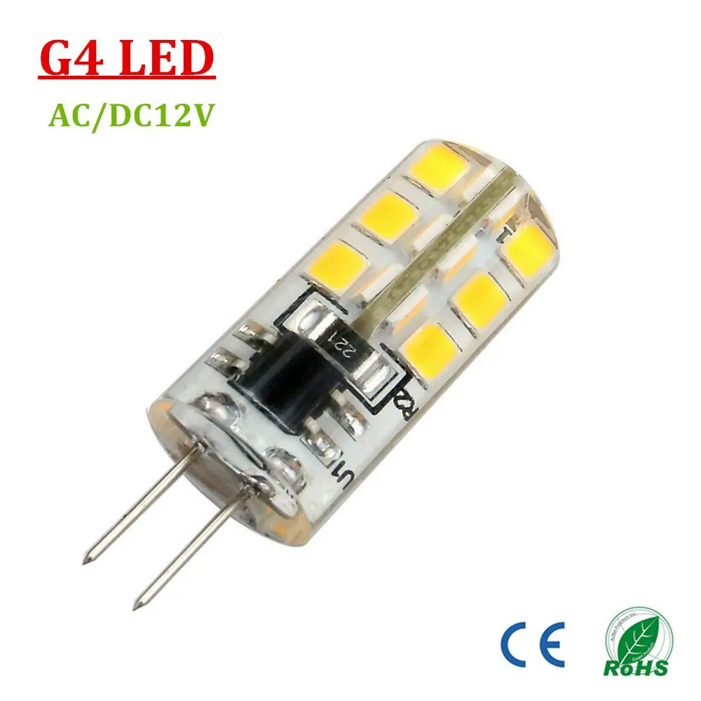 G4 Светодиодная лампа AC DC 12V теплый белый холодный 2700-6500K 3 ватт двухштырьковая база