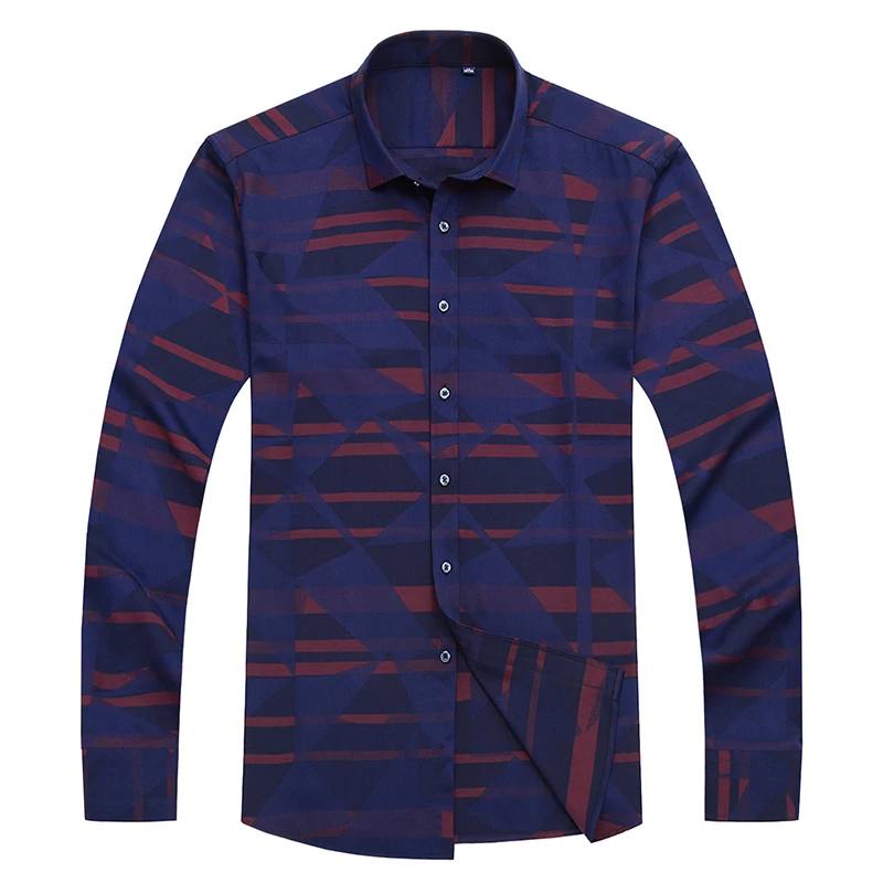 Top brand Casual shirts men bamboo fiber plus size dress men shirts striped XL- 10XL 11XL 12XL shirts men camisa social
