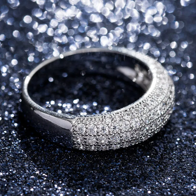 Обручальное кольцо Pave CZ элегантный AAA белый кубический цирконий Женский
