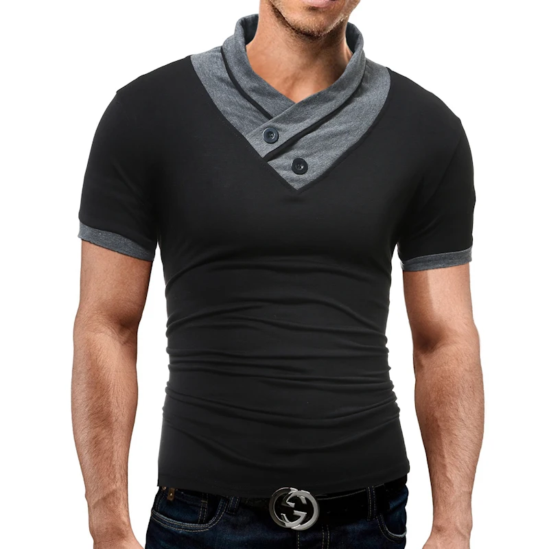 2018 Модная брендовая приталенная футболка с коротким рукавом Мужская в стиле
