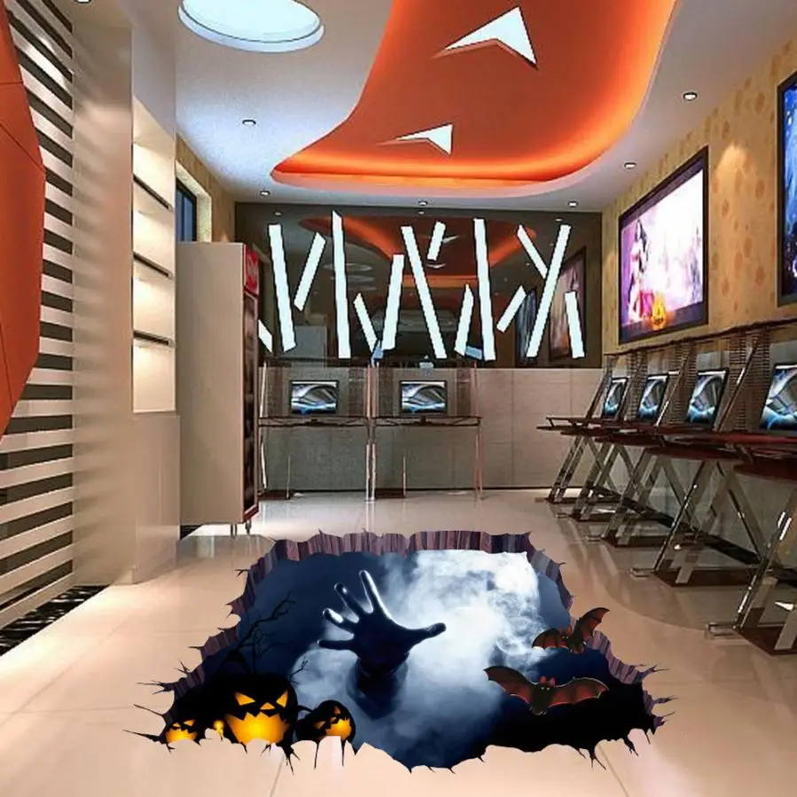 1 шт. Современный 3D Happy Halloween бытовые ПВХ пол стены Стикеры Декор обои комнаты remova