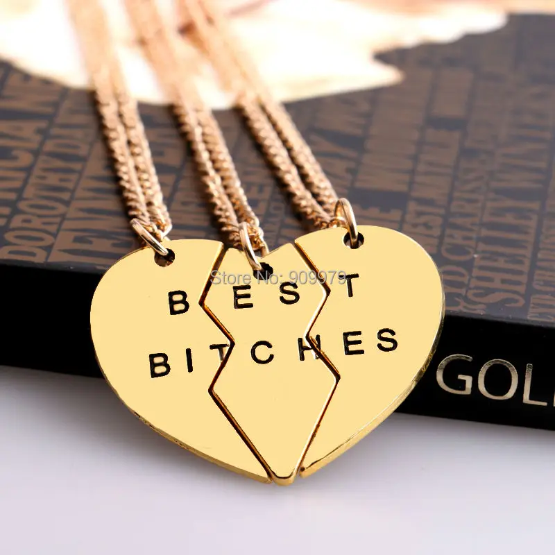 Ожерелье BFF для мужчин и женщин Ювелирное Украшение с надписью Best Bitches подарок