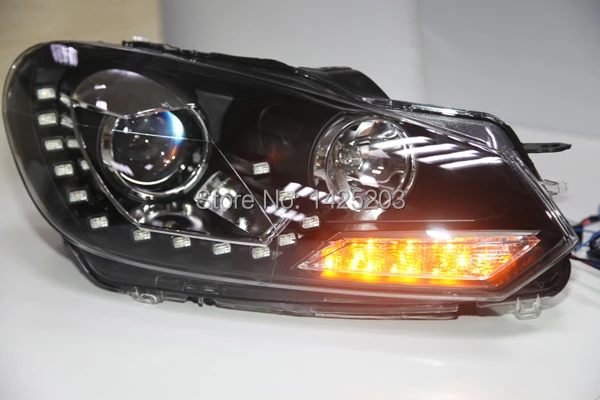 Для VW Гольф 6 светодиодные фары передние с bi xenon объектив проектора 2009 2013 год yz