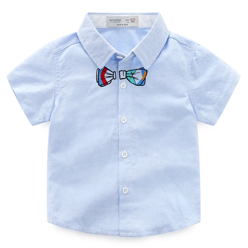 Новинка 2018 года летняя детская одежда рубашка джентльмена однотонные хлопковые