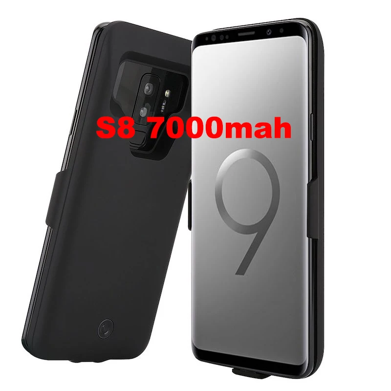 Black S8 7000mAh Для samsung Galaxy S9 S8 A8 Plus 7000 мАч Внешний аккумулятор зарядное устройство ультра-тонкий портативный внешний резервный чехол - Цвет: Black S8 7000mAh