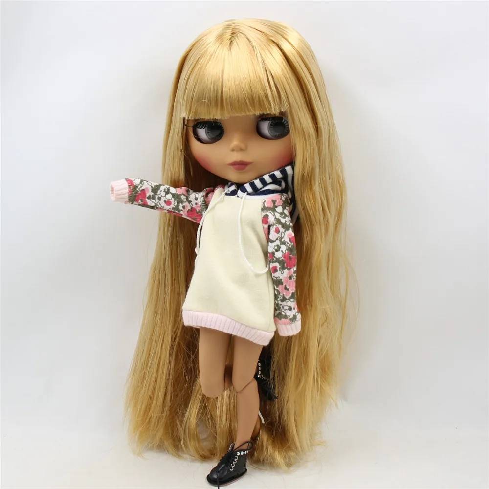 Ледяной DBS Blyth кукла 1/6 bjd совместное тело темная кожа матовое лицо жирные золотые