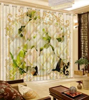 European Marble Curtain pattern Curtain Large Blackout Curtains For Living room thickness beautiful Sheer Curtains