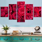 HD проектор для домашнего печатные картины для декора настенная живопись искусство 5 Панель красивые красные розы Современные Холст Гостиная рама модульная плакат