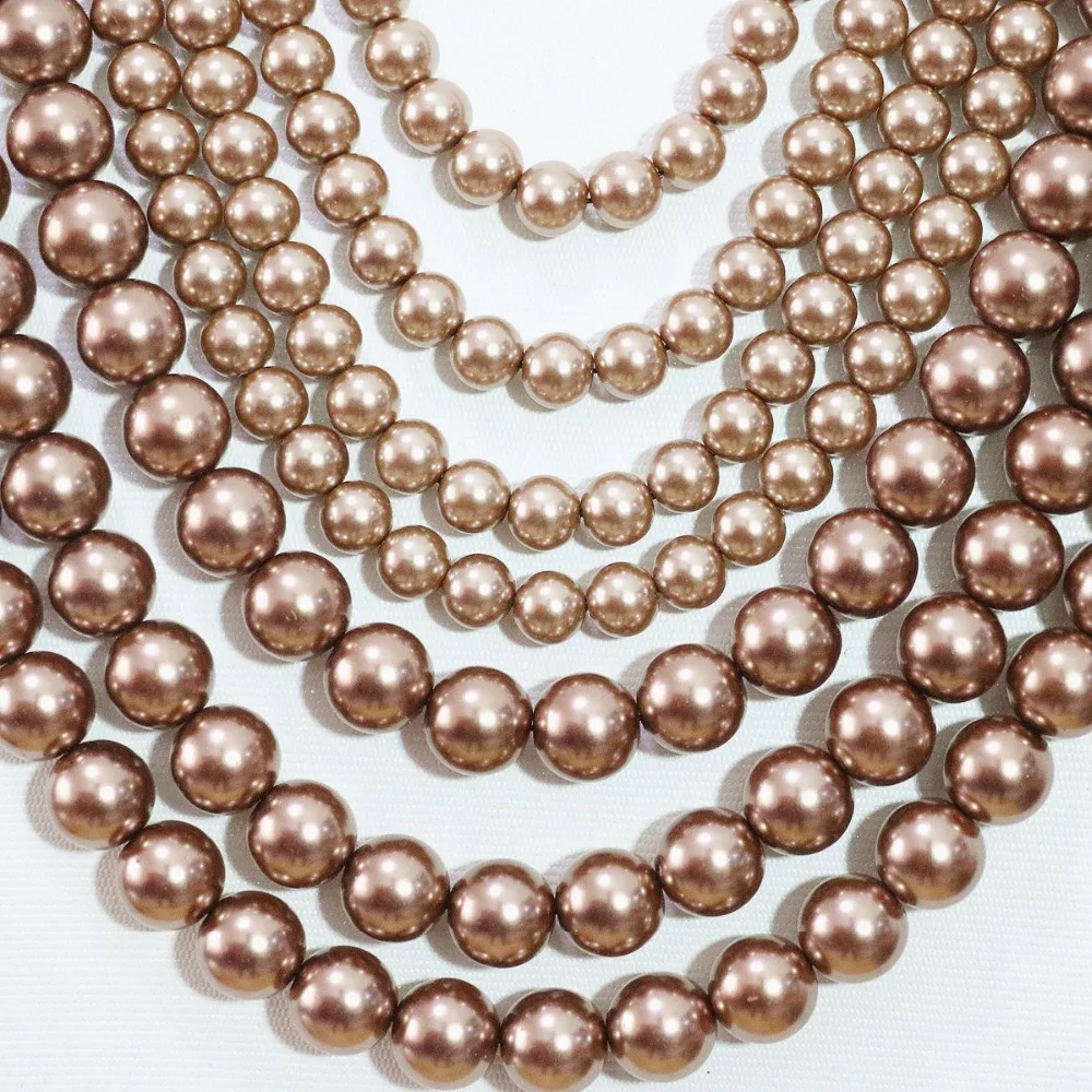 Мода 7 строк колье серьги шампанское Круглый Shell Имитация Перл Подвески партии