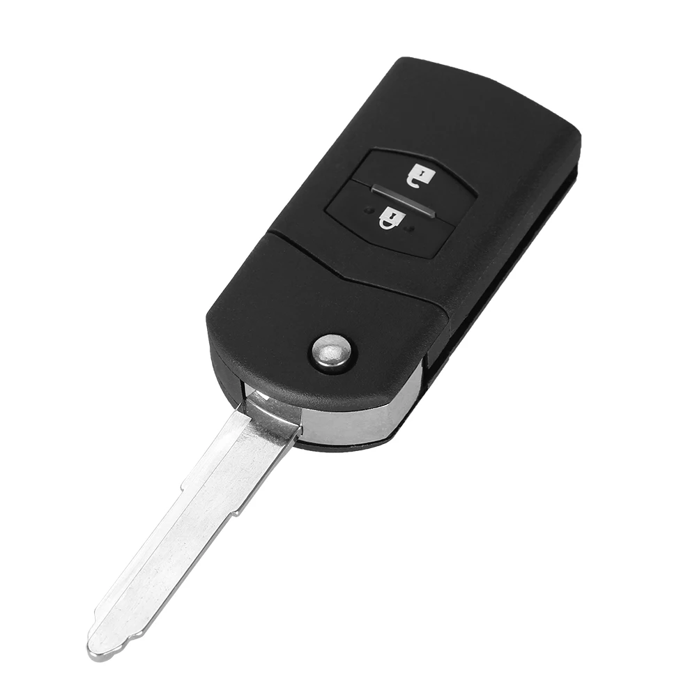 KEYYOU 2 кнопки дистанционного брелока оболочки чехол складной Флип с невырезанным лезвием для Mazda 3 5 6 - Количество кнопок: 2 Кнопки