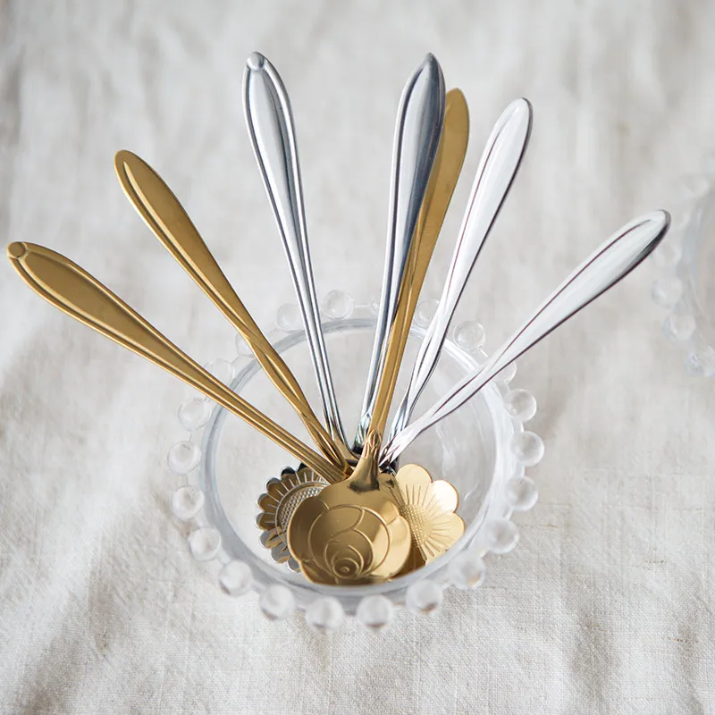 Милая креативная ложка для кофе и мороженого в форме цветов из нержавеющей стали