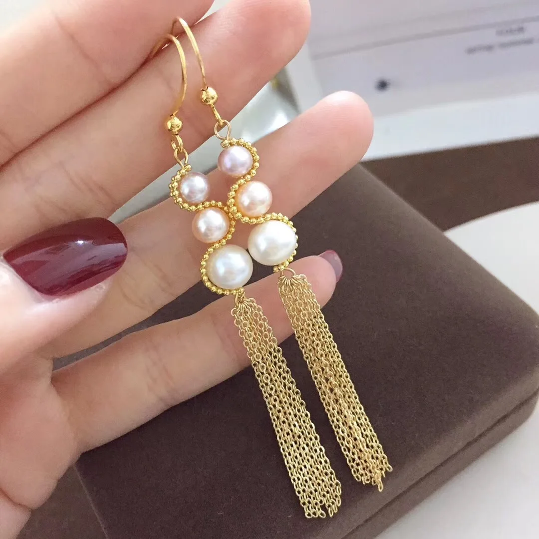 Yuaner 14K кисточка золотого цвета серьги-капли нежные и трогательные 4-8 мм Серьги с