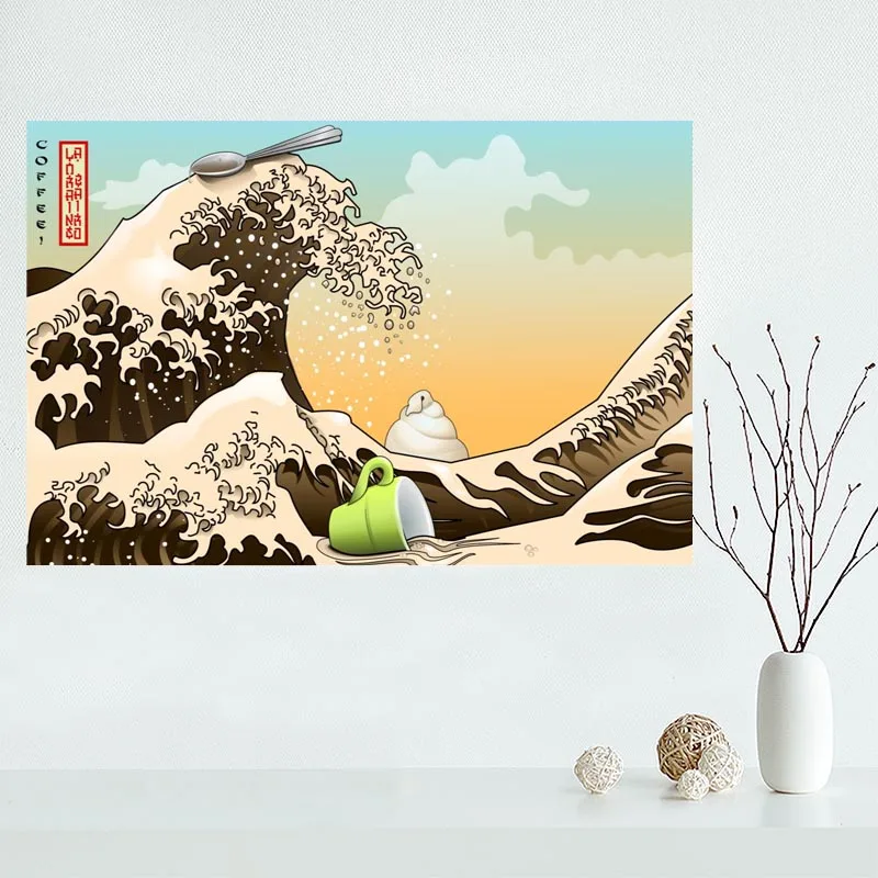 На заказ Katsushika Hokusai большая волна холст живопись плакат домашний декор ткань
