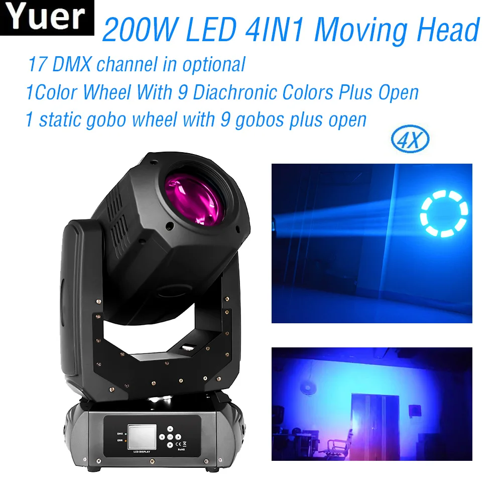 

4Pcs/Lot 200W 3IN1 Moving Head Light Beam Spot Wash With Strobe Effect Stage Lighting DMX DJ Disco Wedding Bar Moving Head Light