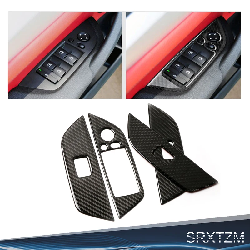 

Для E84 X1 2011-2015 углеродного волокна для ремонта интерьер автомобиля оконного стеклоподъемника Управление Панель наклейки окна Выключатель стайлинга автомобилей