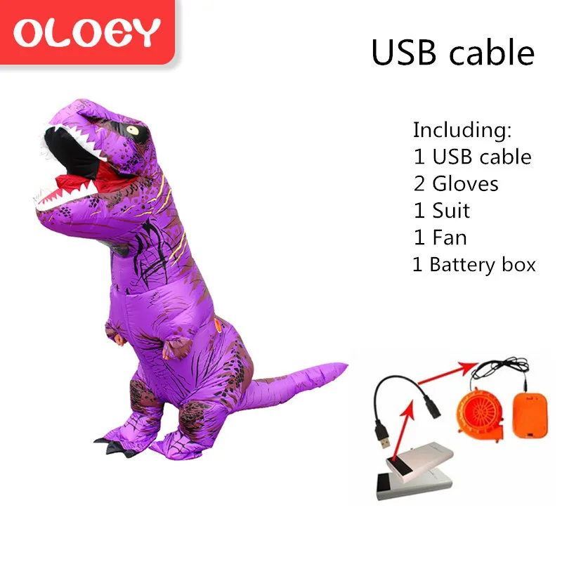 Rex008APurple Надувной костюм Oloey для взрослых и детей, костюм динозавра T REX, карнавальный костюм с героями мультфильмов, нарядное платье, маскарадный костюм Пурим, комбинезон# TRex004 - Цвет: Rex008APurple