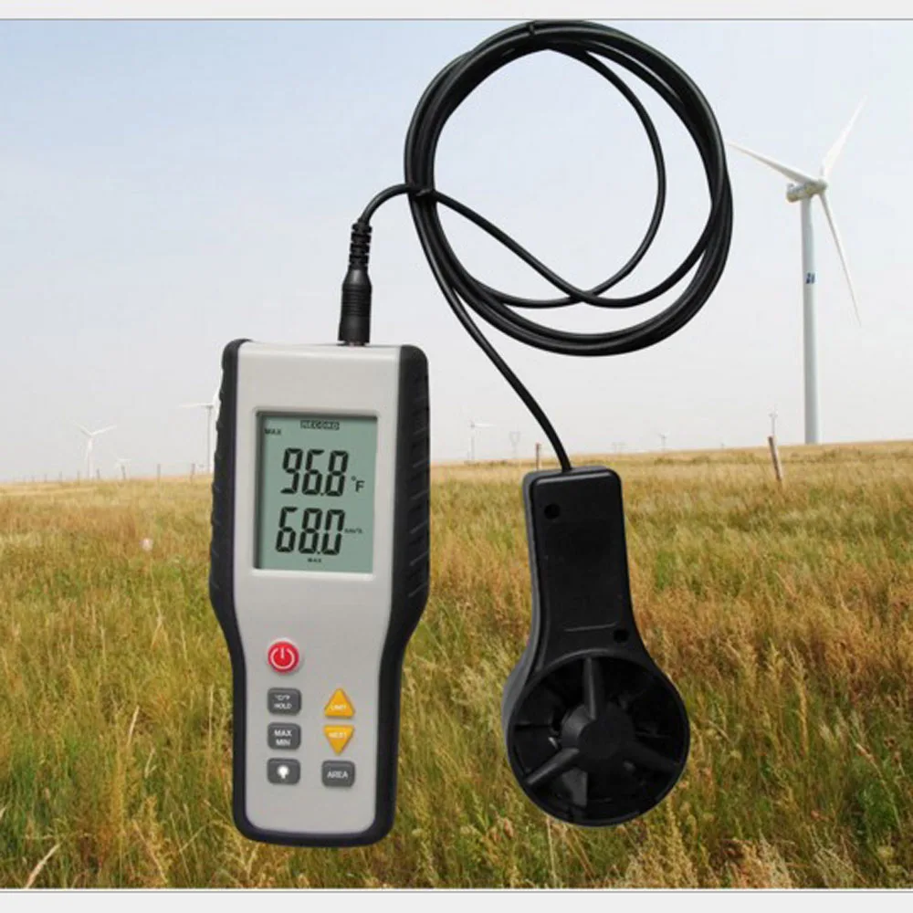 Высокочувствительный lcd CFM/CMM Анемометр сохраняющая тепло, термо-Анемометр инфракрасный термометр Измерение скорости ветра анемограф
