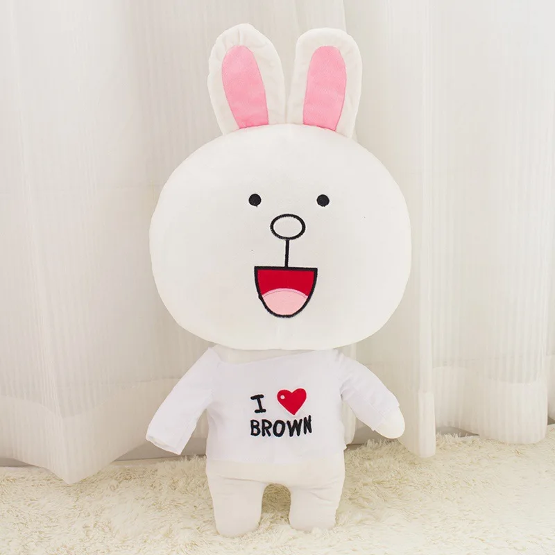I Love Brown Cony 36 см/14 дюймов каваи коричневый медведь и кролик Кони аниме чучело Плюшевые игрушки Корейский мультфильм фигура Мягкая Детская кукла подарки на день рождения - Цвет: I Love Brown Cony