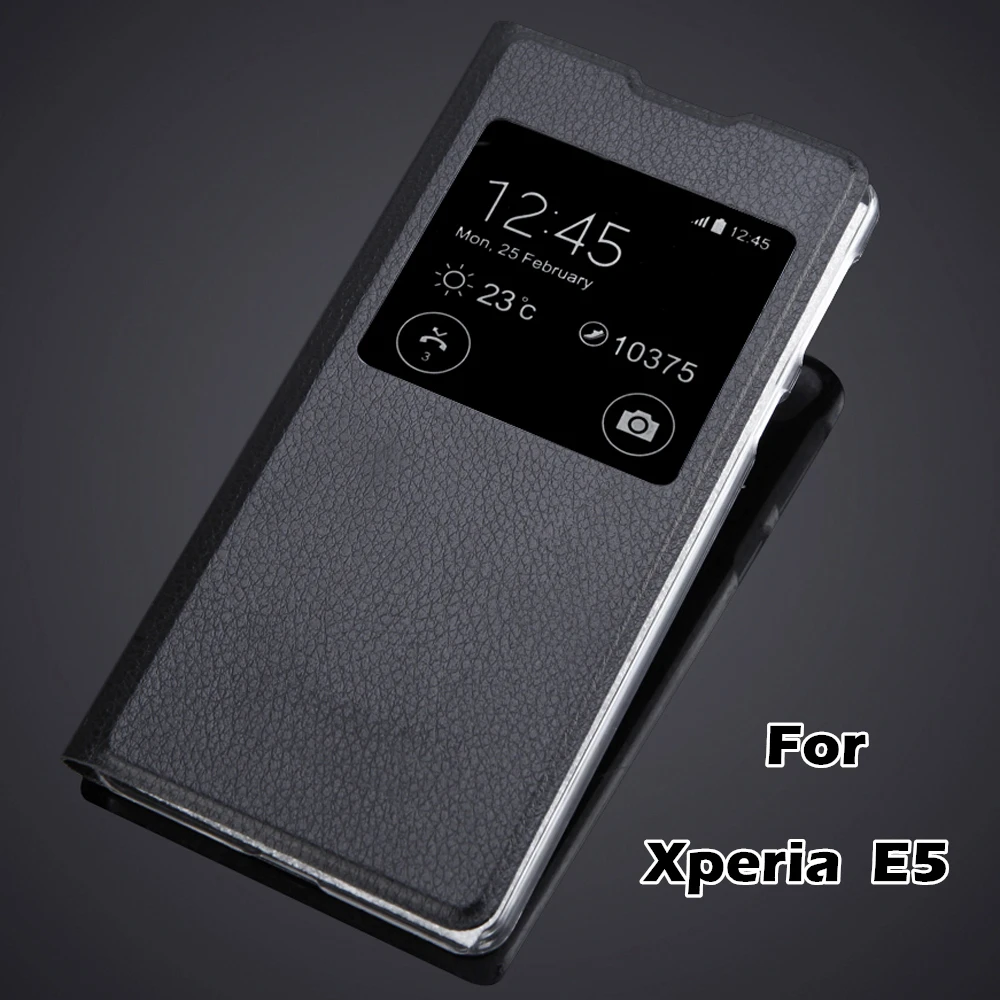 E5 чехол Fundas роскошный модный защитный чехол для телефона для sony xperia E5 F3313 F3311 откидной Чехол из искусственной кожи с окошком для просмотра