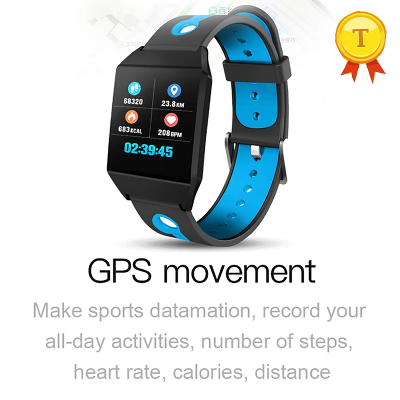 

Hot selling Bluetooth Smart Watch GPS movement Smart band 1.3" Wristband Blood pressure Heart Rate Monitor Waterproof wristband