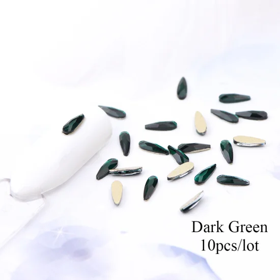 Dark Green 10 шт. капли воды кристаллы для ногтей Стразы 3D Шарм Лайк для дизайна ногтей украшения набор дизайн ювелирные изделия аксессуары Маникюр TR905 - Цвет: Dark Green
