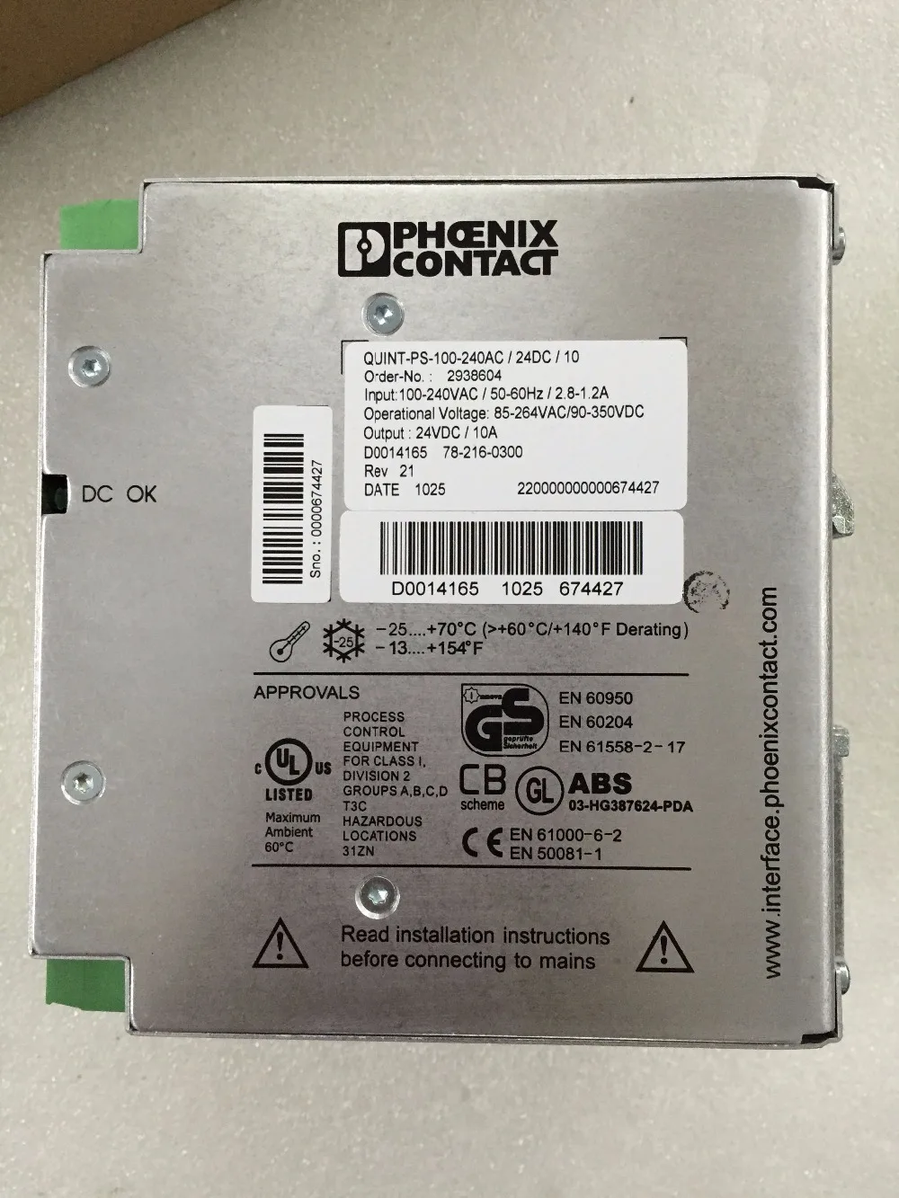 В Feinikesi контактные QUINT-PS-100-240AC / 24AC 10 феникс электропитание питания | Безопасность и