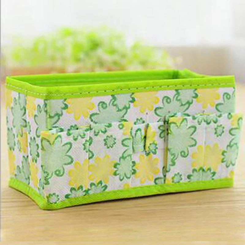 Floral Printing Non-Woven Fabric Folding Case Storage Box Foldable Cosmetic Makeup Organizer Desktop Jewelry | Дом и сад