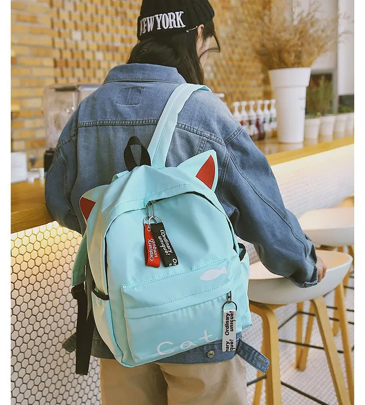 Harajuku Ulzzang милый 3D рюкзак с длинными ушками кролика, кота, коричневого медведя, женский маленький школьный рюкзак для девочек, дорожные сумки на плечо